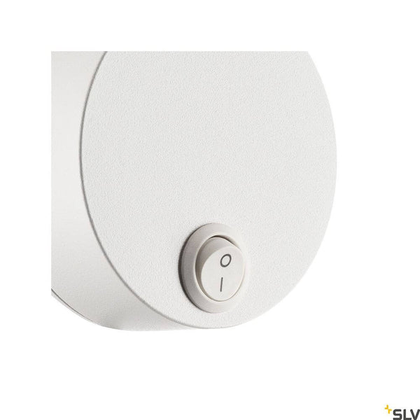 Dio Flex Plate QPAR51 wall light white with practical light switch in white.