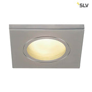 Dolix Out Einbaustrahler 230V IP65 Eckig Chrom Matt quadratisch mit Glasabdeckung für Außenbereich und Feuchträume