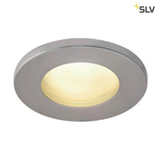 Dolix Out indbygningsspot 230V IP65 Rund krom mat med aluminium og stænkbeskyttelse.