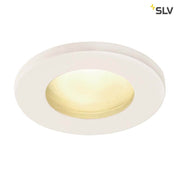 Dolix Out Einbaustrahler 230V IP65 Rund Weiß, weißer LED-Deckeneinbauring für Außenbereich