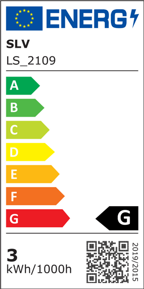 Étiquette d’efficacité énergétique pour Downlight DL 126 LED rond chromé 3W LED blanc chaud 12V avec la classification G.