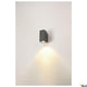 Enola LED Wandaufbauleuchte Square IP65 Anthrazit an einer Wand installiert, mit warmem Lichtschein.