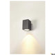 Enola LED Wandaufbauleuchte Square IP65 Anthrazit an Wand, quadratisches Design mit warmem Lichtschein.
