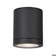 Enola Round LED plafonnier en saillie CCT Outdoor en noir avec des LED haute performance pour l'extérieur.