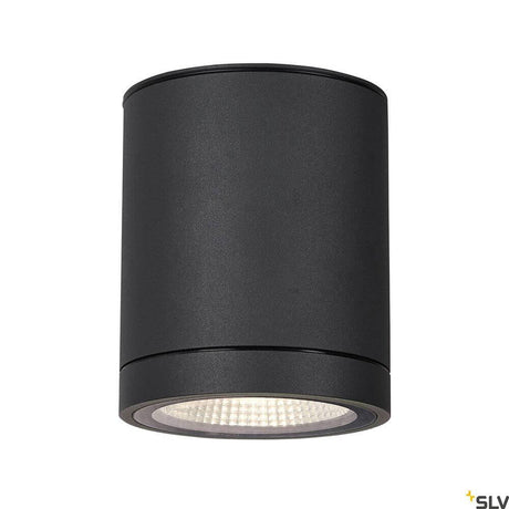 Enola Round LED Deckenaufbauleuchte CCT Outdoor, schwarze zylindrische LED-Deckenleuchte für außen