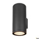 Enola Round Up&Down Outdoor LED Wandaufbauleuchte 2-flammig CCT in schwarzem Aluminium mit LED-Beleuchtung.