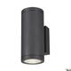 Enola Round Up&Down Outdoor LED Wandaufbauleuchte 2-flammig CCT in schwarzem Aluminium-Design.