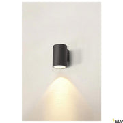 Enola Single Outdoor LED Wandaufbauleuchte CCT Anthrazit Round Größe L, zylindrische Außenwandleuchte mit LED