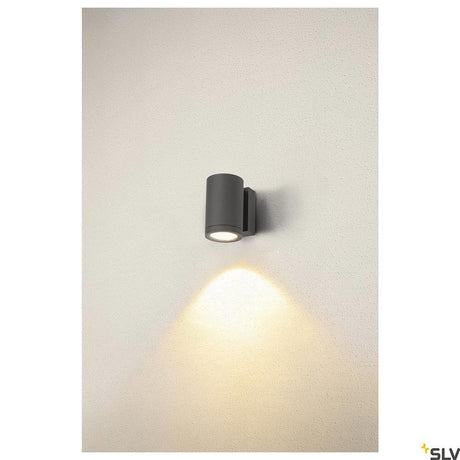 Enola Single Outdoor LED Wandaufbauleuchte CCT Anthrazit Round, moderne Außenwandleuchte mit warmweißem Licht