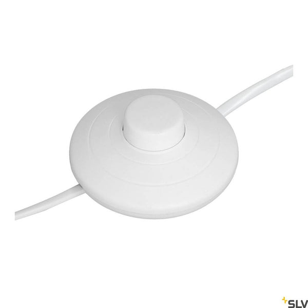 Fenda Bow Basis E27 lampadaire arqué blanc (sans abat-jour) avec interrupteur blanc sur le câble.