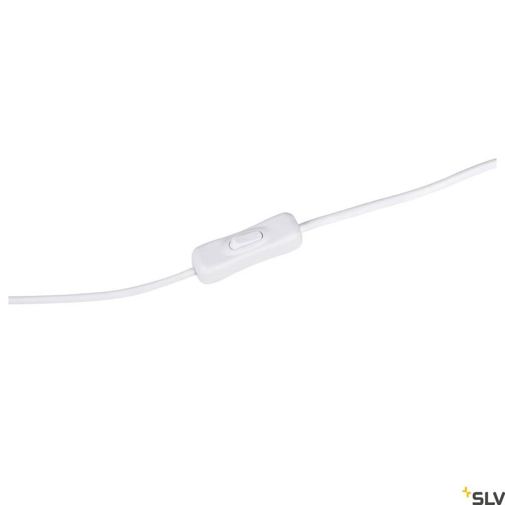 Fenda Tischleuchtenfuß Dreibein E27 Weiß (ohne Schirm) mit weißem Schalter am Kabel.