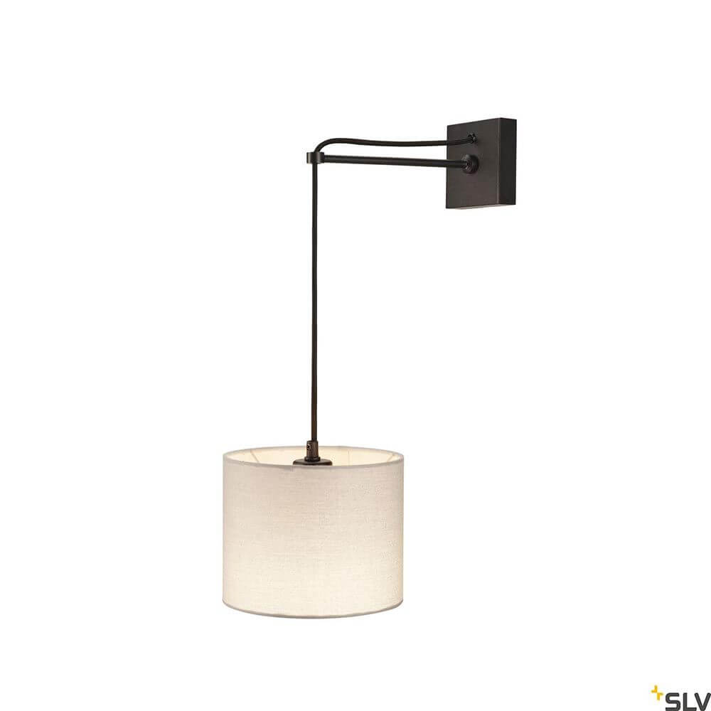 Fitu Crane Base Wandhalterung mit schwarzem Metallarm und weißem Lampenschirm, modern und stilvoll.