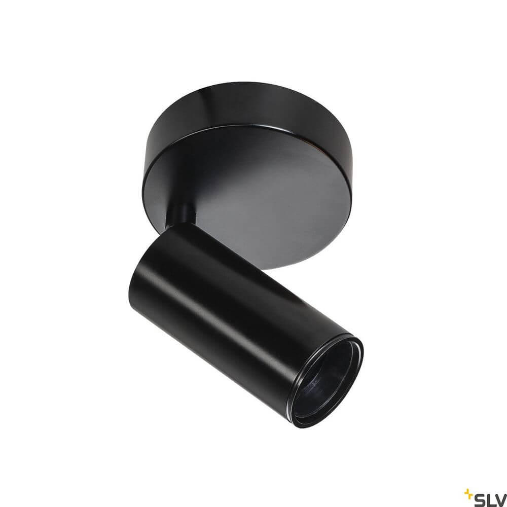Fitu E27 Wandspot Schwarz an der Decke montiert mit elegantem schwarzem Design.