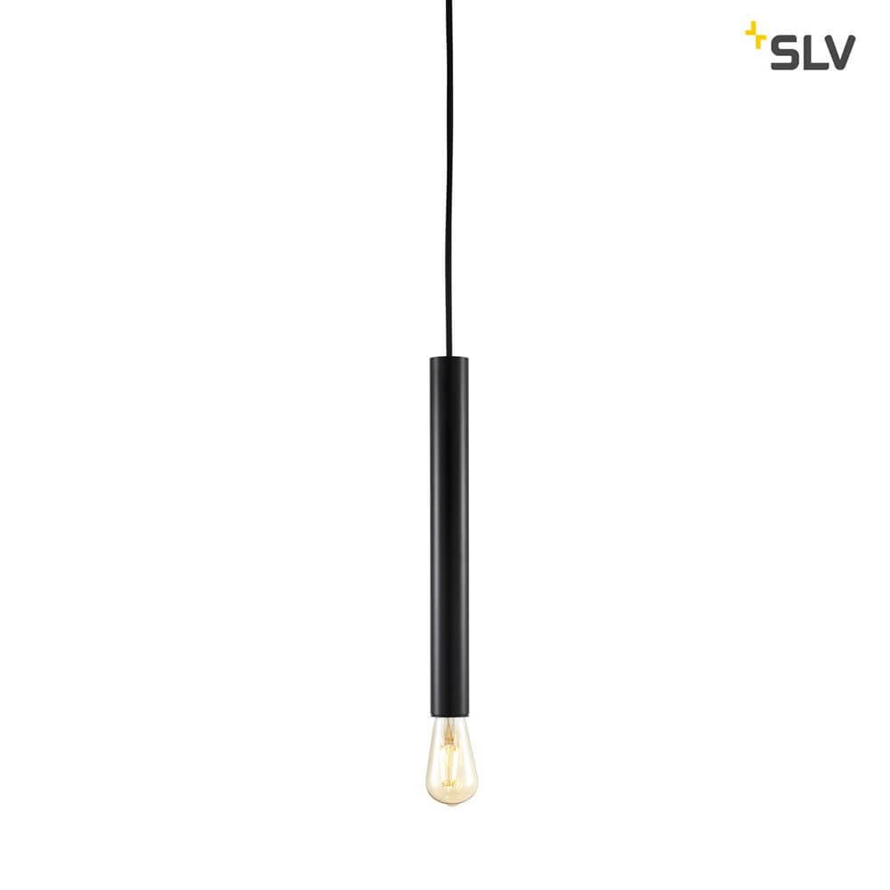Fitu Pendelleuchte E27 Schwarz mit offenen Kabelende, schmal, für LED- und Energiesparleuchtmittel geeignet.