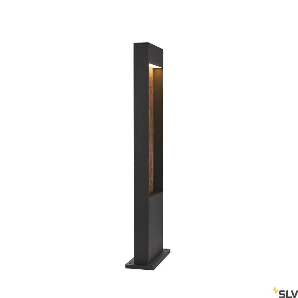 Flatt Pole 65 Fl 3000K Anthrazit, Braun Stehlampe mit eleganter Holzgestaltung und warmem Licht.
