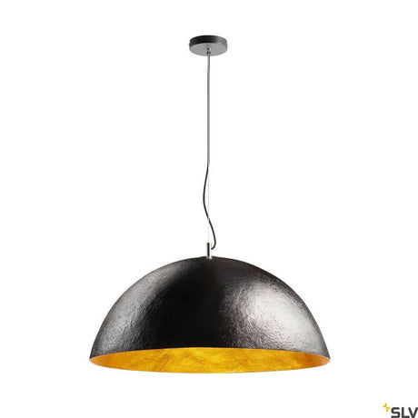 Forchini L 70 E27 pendant lamp black, gold with elegant design and a glossy interior.