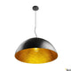 Forchini L 70 E27 Pendellampe Schwarz, Gold, elegante Pendelleuchte mit schwarzem Außen- und goldenem Innenrand.