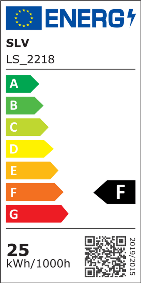 Energy efficiency label for Gimble In 150 Recessed Light White 3000K, class F, 25 kWh/1000h.