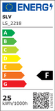 Energieeffizienzlabel für Gimble In 150 Einbauleuchte Weiß 3000K, Klasse F, 25 kWh/1000h.