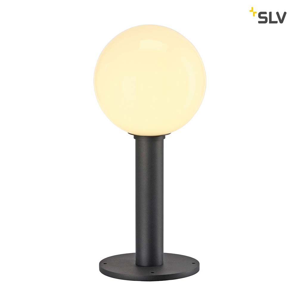 Gloo Pure 44 Pole Außen-Stehleuchte Anthrazit IP44 mit satiniertem Glas und E27 Fassung.