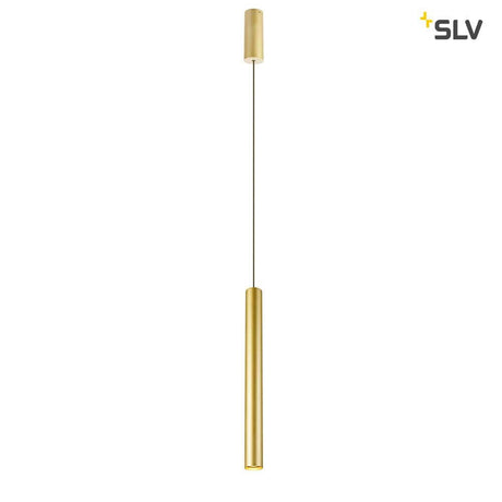 Suspension Helia 40 LED en laiton brossé, au design minimaliste, avec câble d’alimentation de 1,5 mètre.
