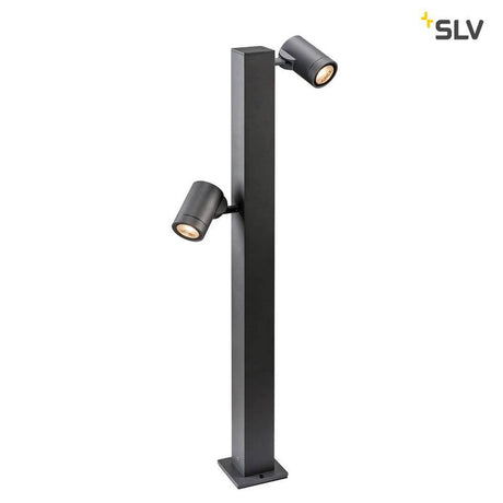 Helia Double Pole LED Außen-Stehleuchte Anthrazit IP55 mit zwei warmweißen LEDs für Außenbereiche.