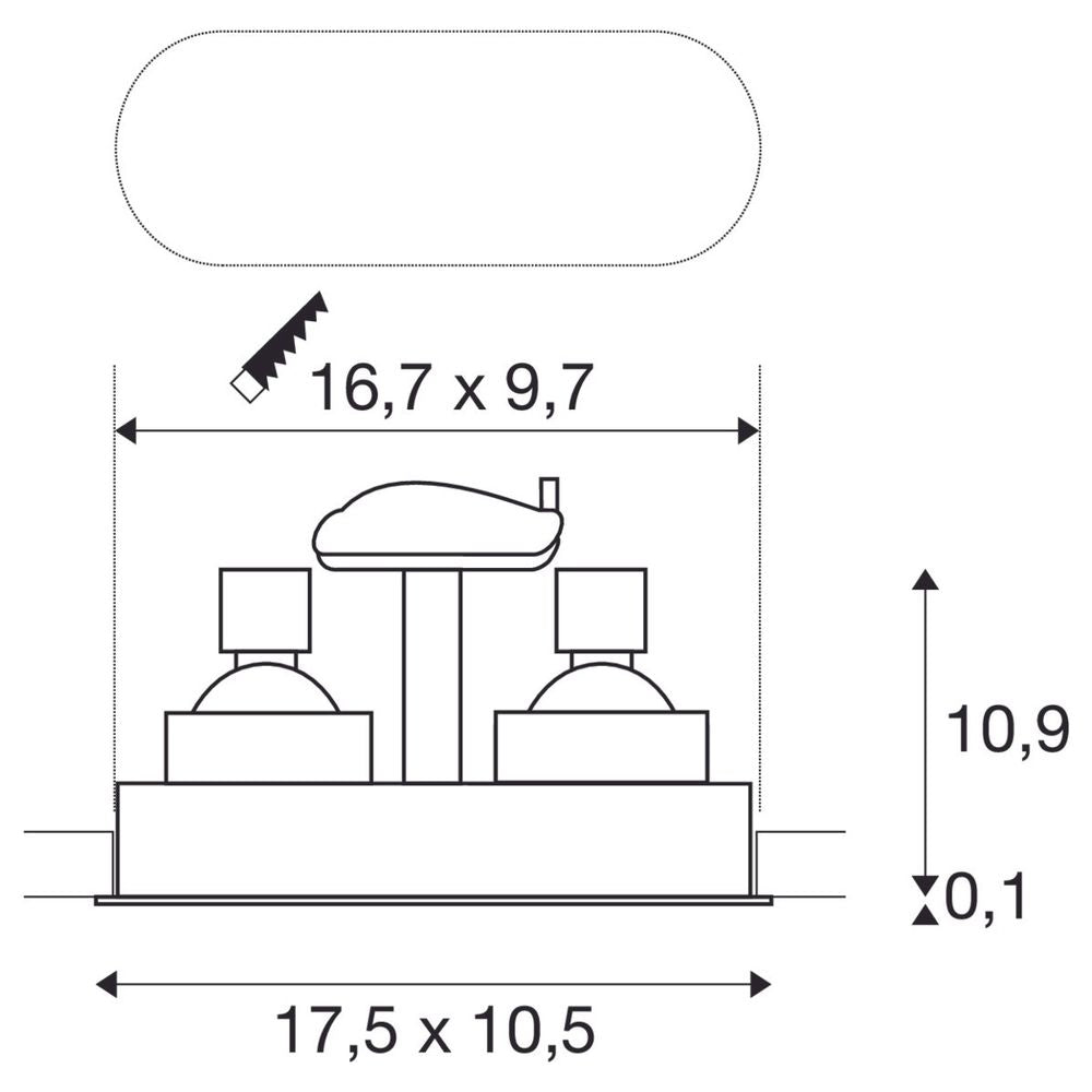 Horn Double recessed ceiling light