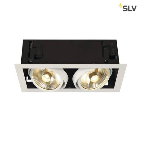 Kadux 2 ES111 Downlight eckig Weiß max. 2x50W, zweiflammige Einbauleuchte mit schwenkbaren Spots