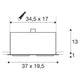 Maßzeichnung Kadux 2 ES111 Downlight eckig Weiß max. 2x50W mit Abmessungen 34,5 x 17 cm.