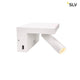 Karpo Bedside LED Wandaufbauleuchte Weiß mit individuell ausrichtbarem Spot und USB-Anschluss.