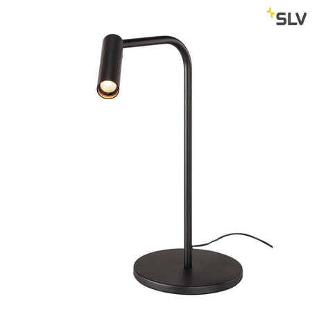 Karpo LED table lamp Black 3000K with rotatable spotlight in an elegant cylindrical shape.