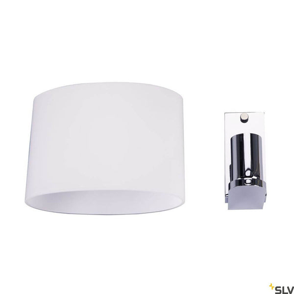 Kenkua wall light E27 Chrome mounted on the wall, elegant design with chrome-colored bracket.