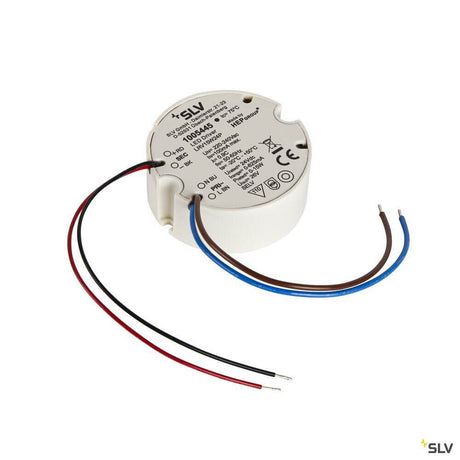 LED 15W 24V power supply in round form with cable connections, suitable for various LED applications.