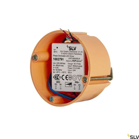 LED Driver 6W 350mA Triac dimmable product image with connection details and description.