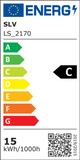 Energieeffizienzlabel für SLV LS_2170 mit C-Bewertung und 15 kWh/1000h