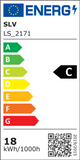 Energieeffizienzklasse C Label für SLV LS_2171, zeigt Verbrauch von 18 kWh pro 1000 Stunden.