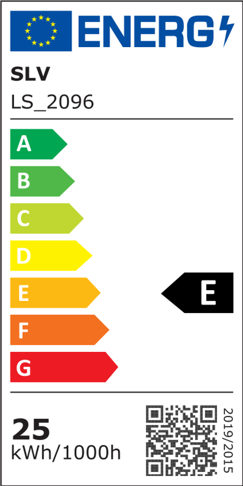 Energieeffizienzlabel SLV 2096 mit Energieklasse E und Verbrauch 25 kWh/1000h.