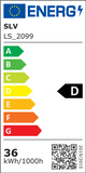 Energieeffizienzlabel für SLV LS_2099 mit Klasse D und Verbrauch von 36 kWh/1000h