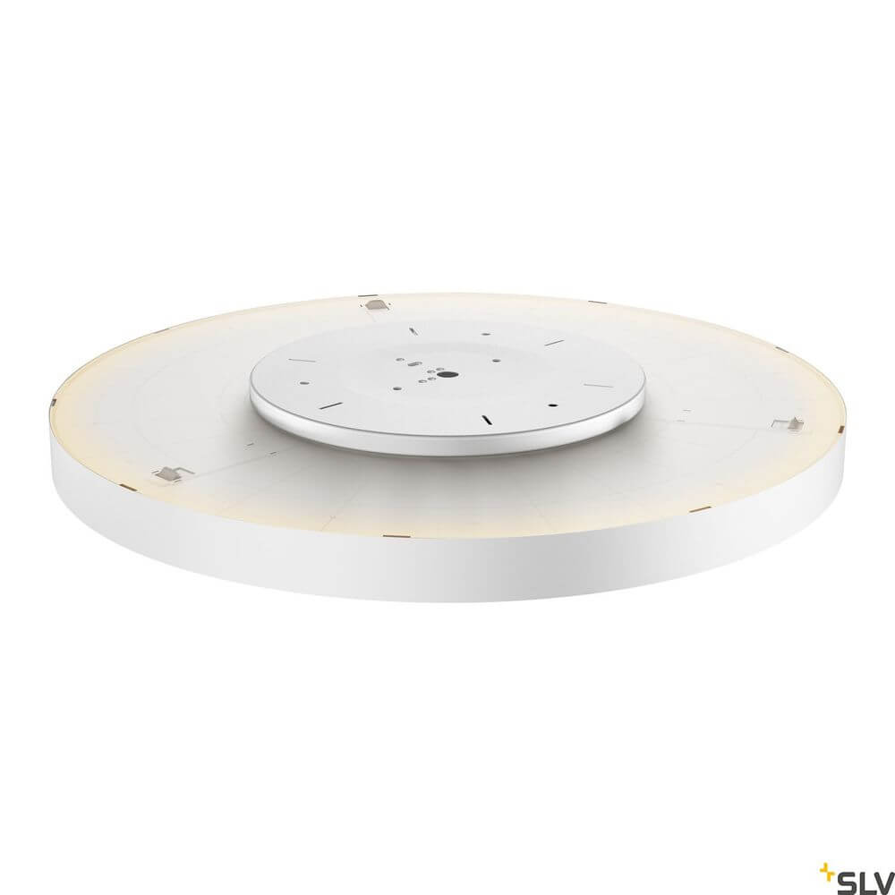 Medo 90 Dali LED Deckenlampe Weiß 3000-4000K auf einem weißen Hintergrund, rundes, modernes Design.