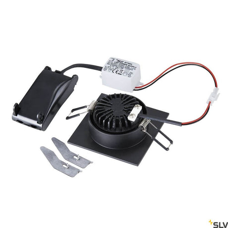 New Tria 68 I Cs Ceiling Light Black Square 2700K - components for ceiling light, including heat sink and driver.
