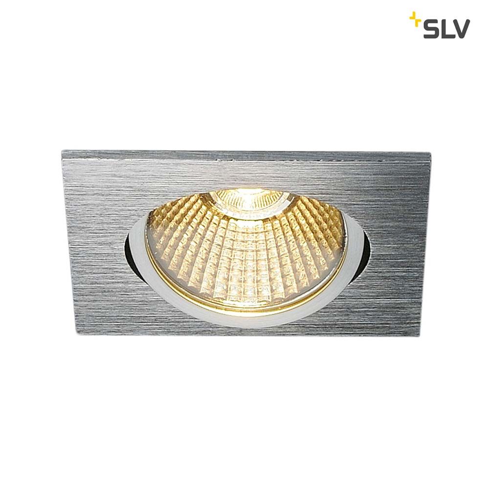 New Tria Eckig LED Einbauleuchte in Alu gebürstet mit dimmbarer Lichtfarbe 1800-3000K.