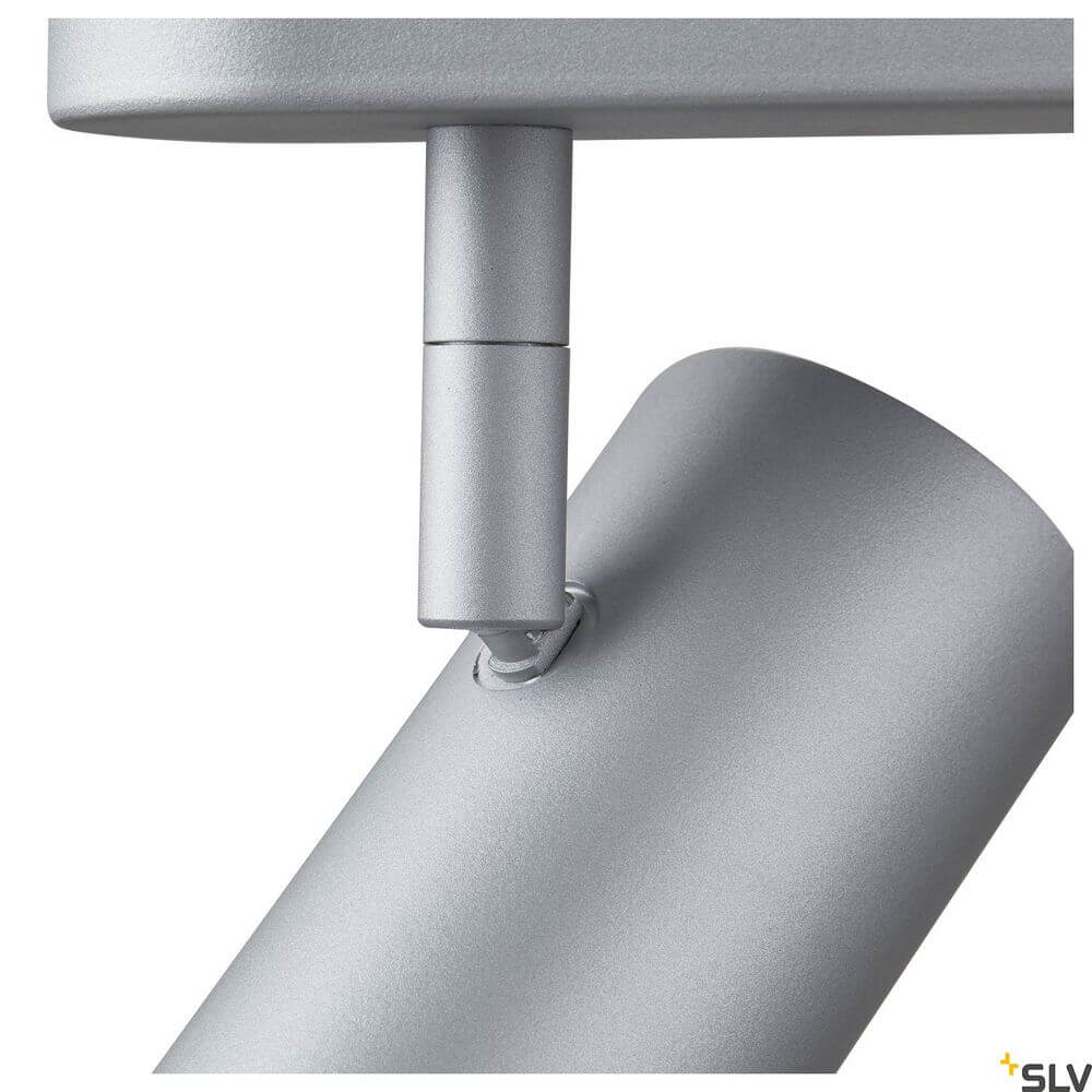 Detailaufnahme des Noblo III 2700K Grau mit silbernem Finish und präziser Bauweise.