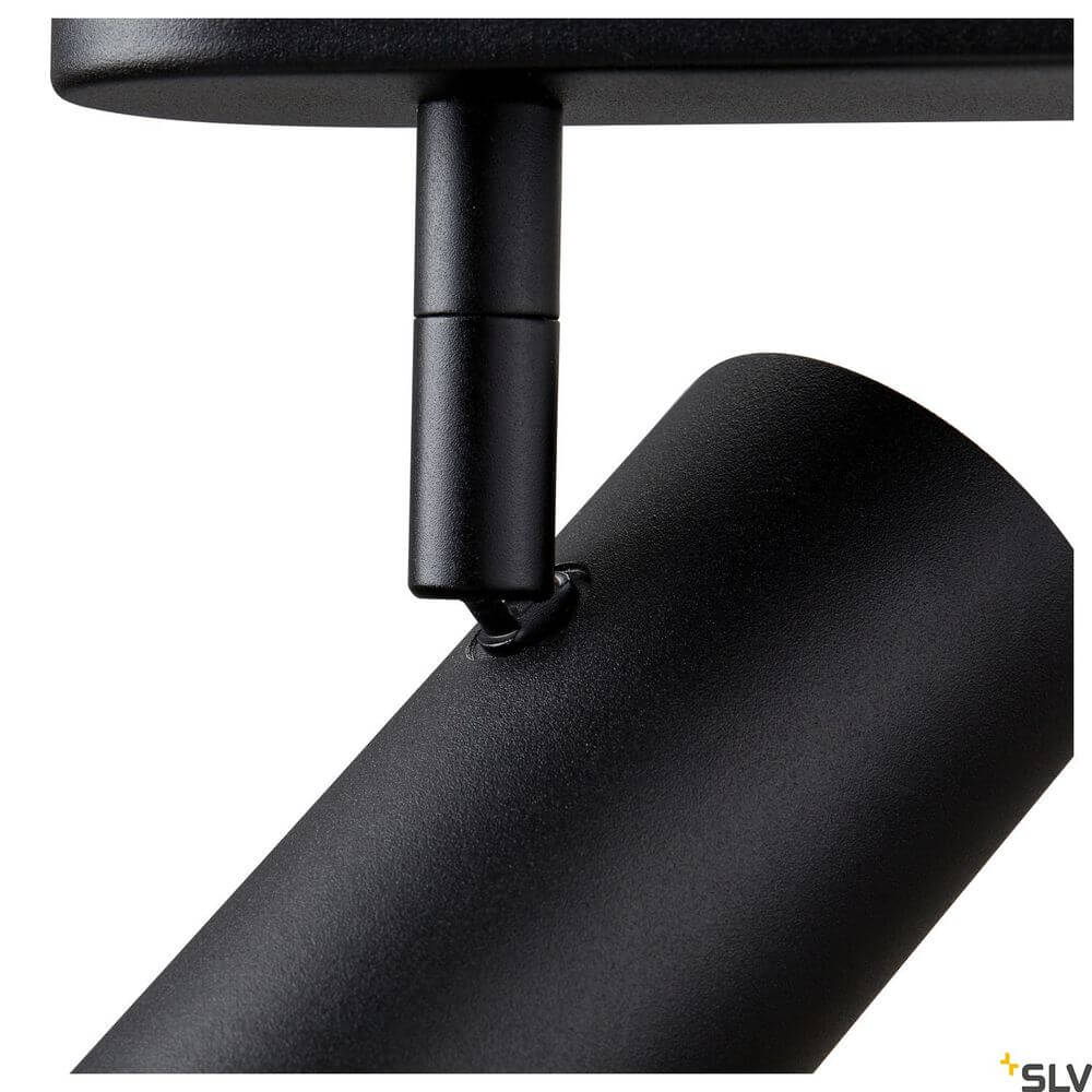 Noblo III 2700K Schwarz Detailansicht mit praktischer Halterung in Schwarz.