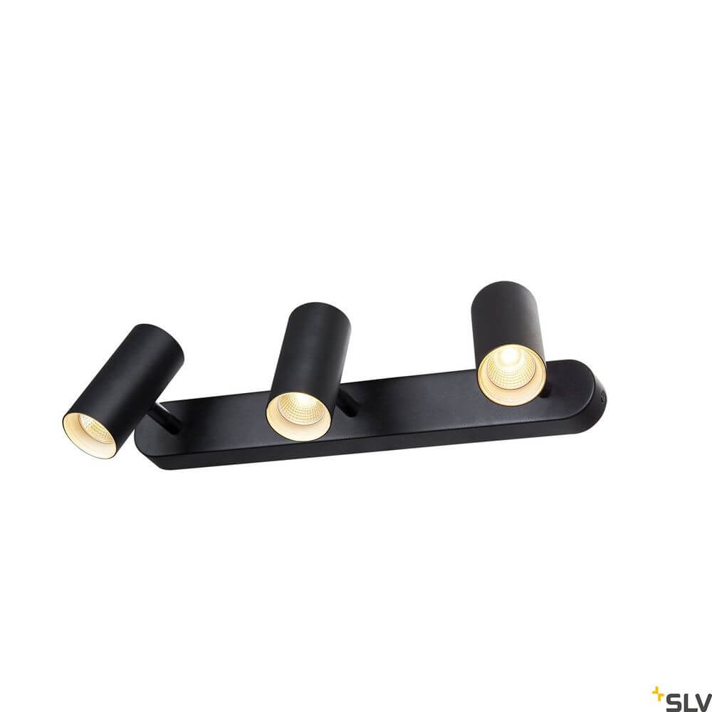 Noblo III 2700K Schwarz – moderne schwarze Deckenleuchte mit drei verstellbaren Spots.