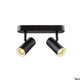 Noblo LED Strahler 2700K Schwarz mit zwei schwenkbaren Spotlights in modernem Schwarzdesign.