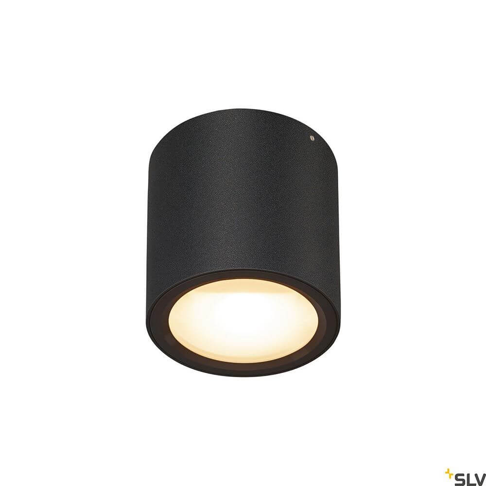 Oculus XS LED Deckenaufbauleuchte Dim-To-Warm in elegantem Schwarz mit warmem Licht.