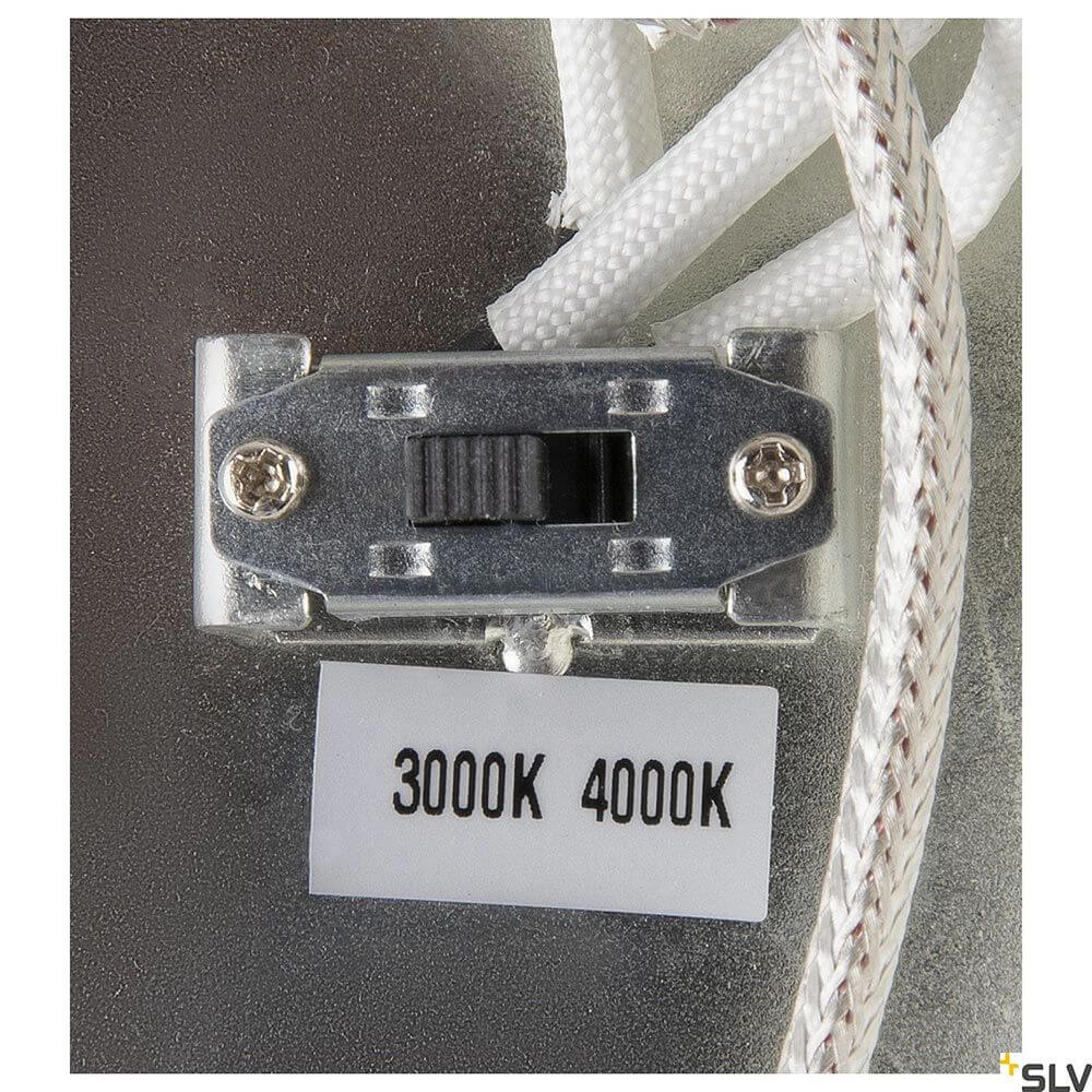 Schalter für Farbtemperaturumschaltung 3000K und 4000K einer One LED Pendelleuchte Dali Up&Down Ø 60cm.