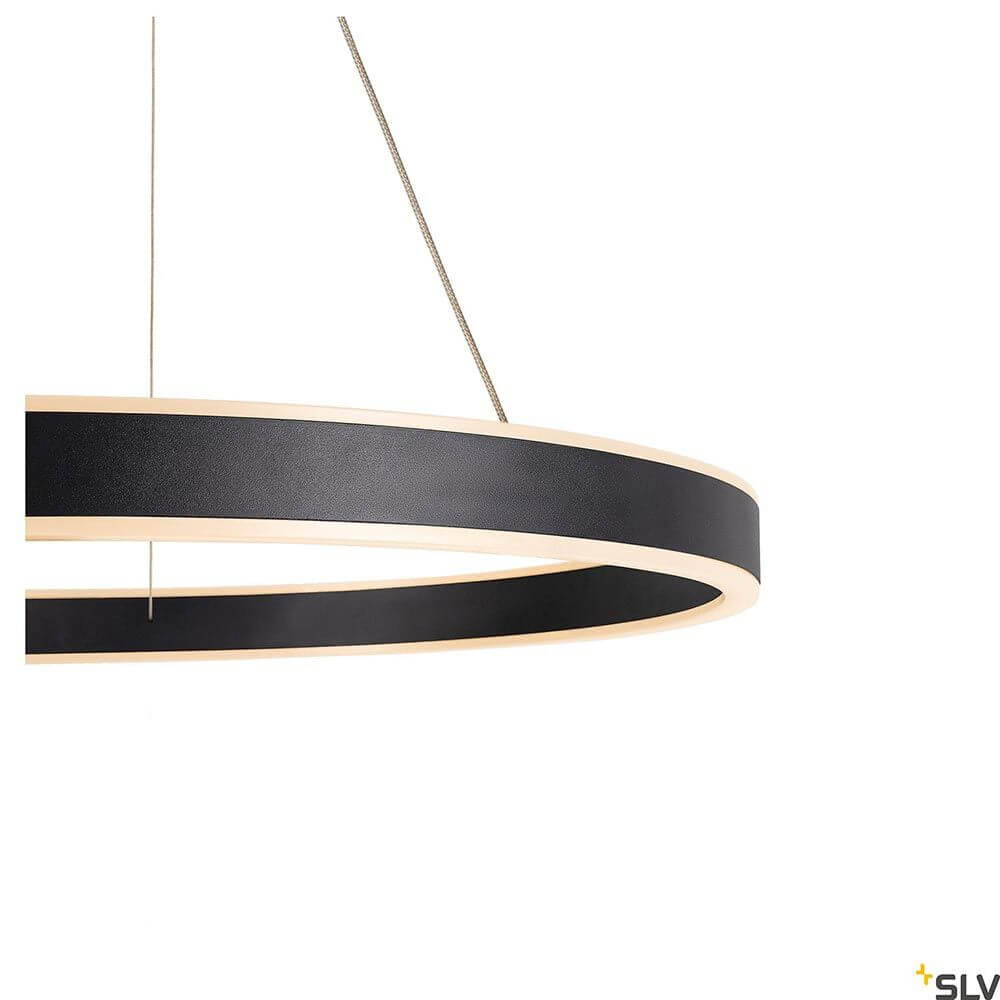 One LED Pendelleuchte Dali Up&Down Ø 60cm in modernem Design mit schwarzem Rahmen.