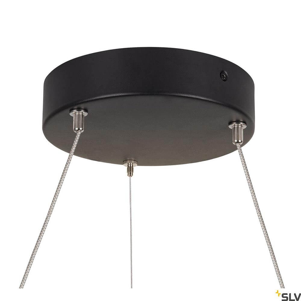 One LED Pendelleuchte Dali Up&Down Ø 60cm - Deckenmontage mit schwarzem Baldachin.