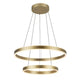 One LED Pendelleuchte Double Phase Up&Down in modernem Design mit goldenen Ringen.